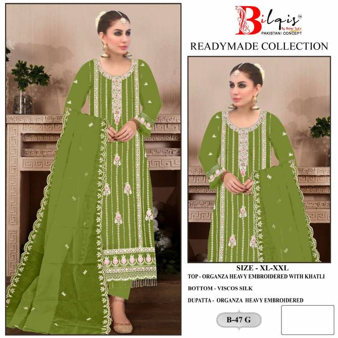 Bilqis B 47 E To H Heavy Embroidery Organza Pakistani Readymade Suits Wholesale Shop In Surat
